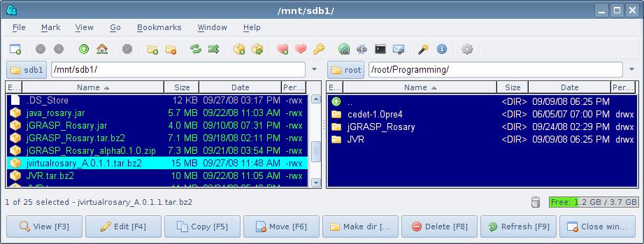 mu Commander file-browsing over tarball